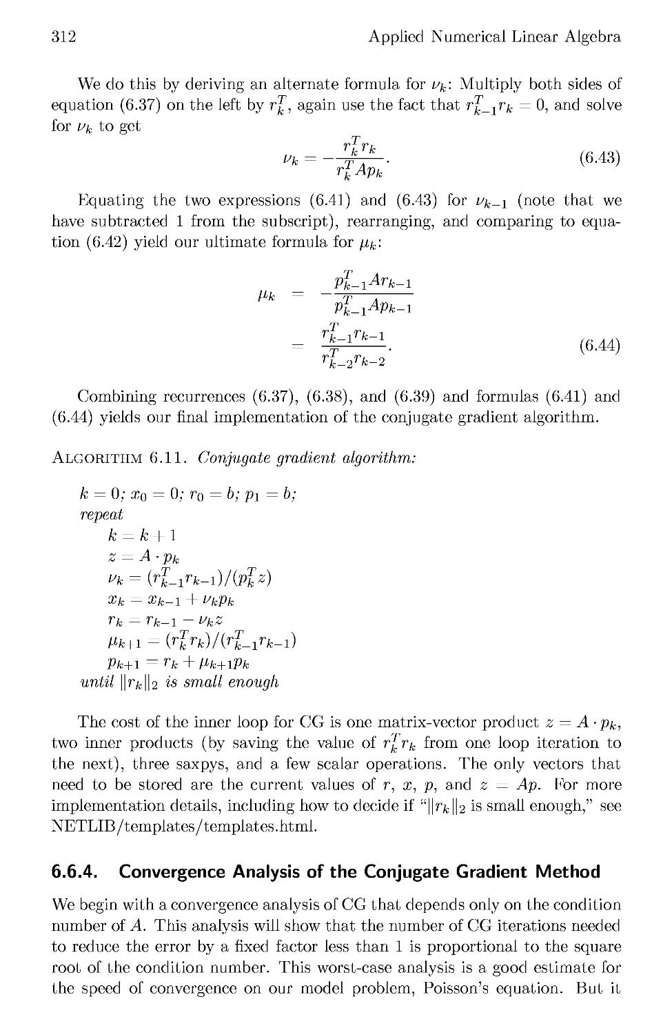 6.6.4 Convergence Analysis of the Conjugate Gradient Method