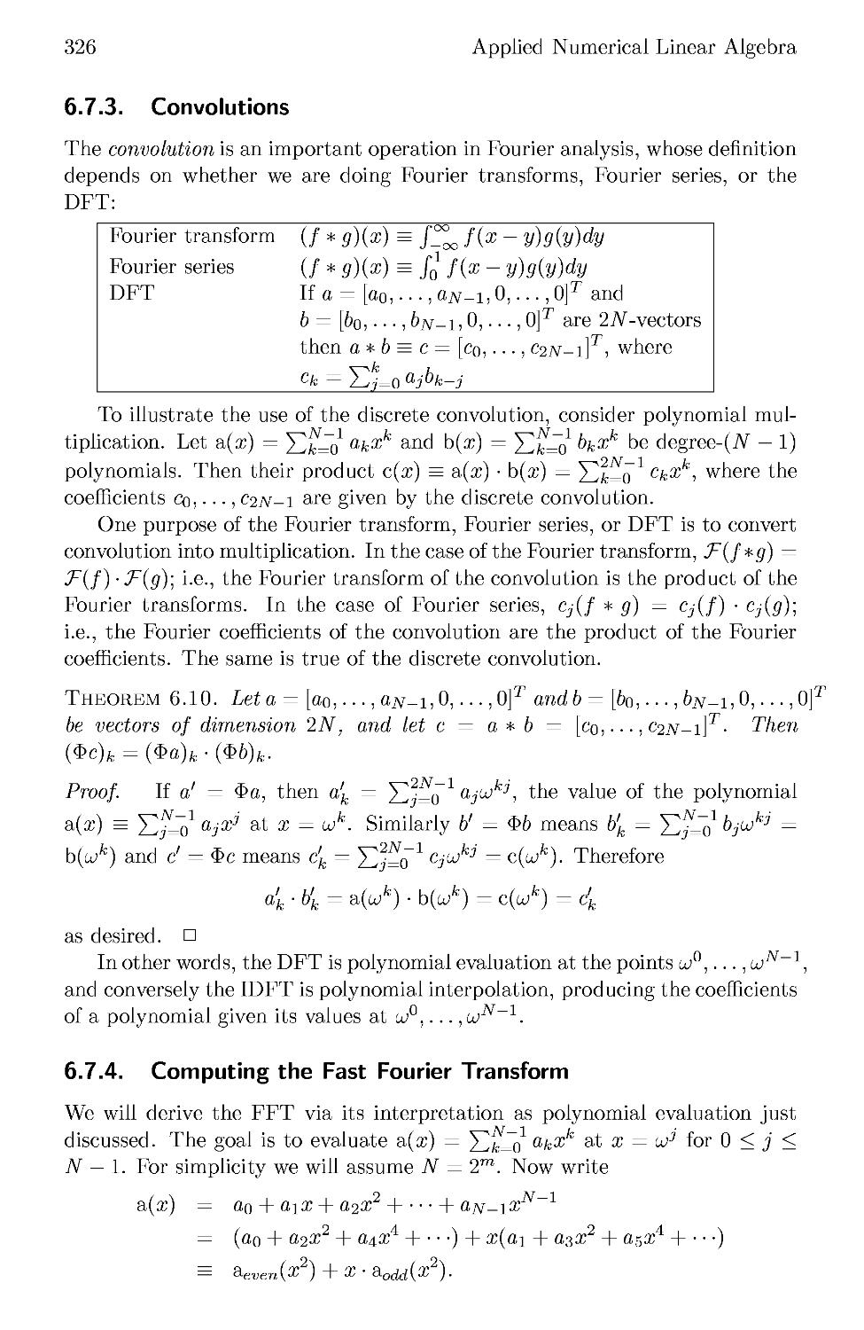 6.7.3 Convolutions
6.7.4 Computing the Fast Fourier Transform