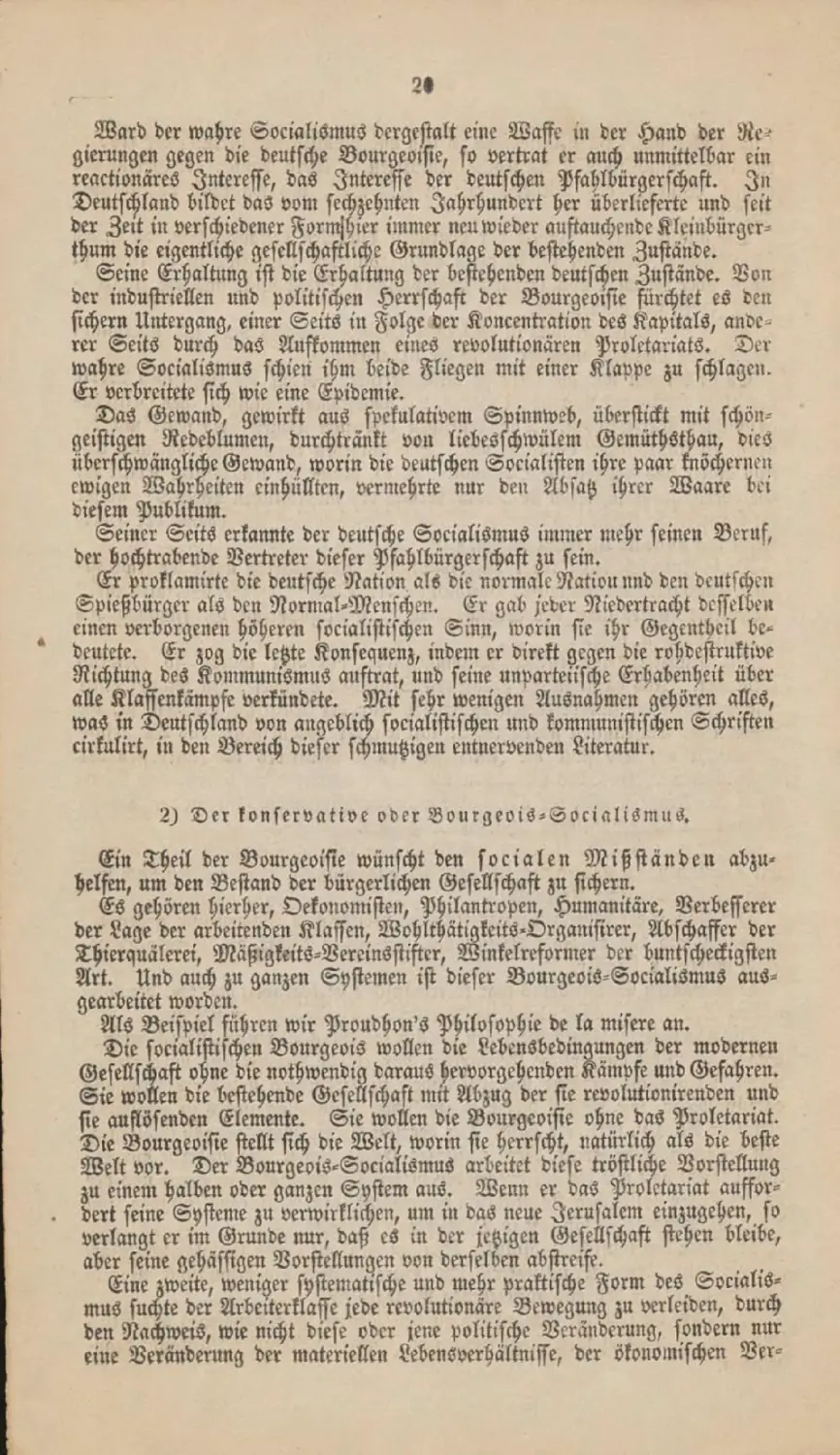 2. Der konservative oder Bourgeois-Sozialismus