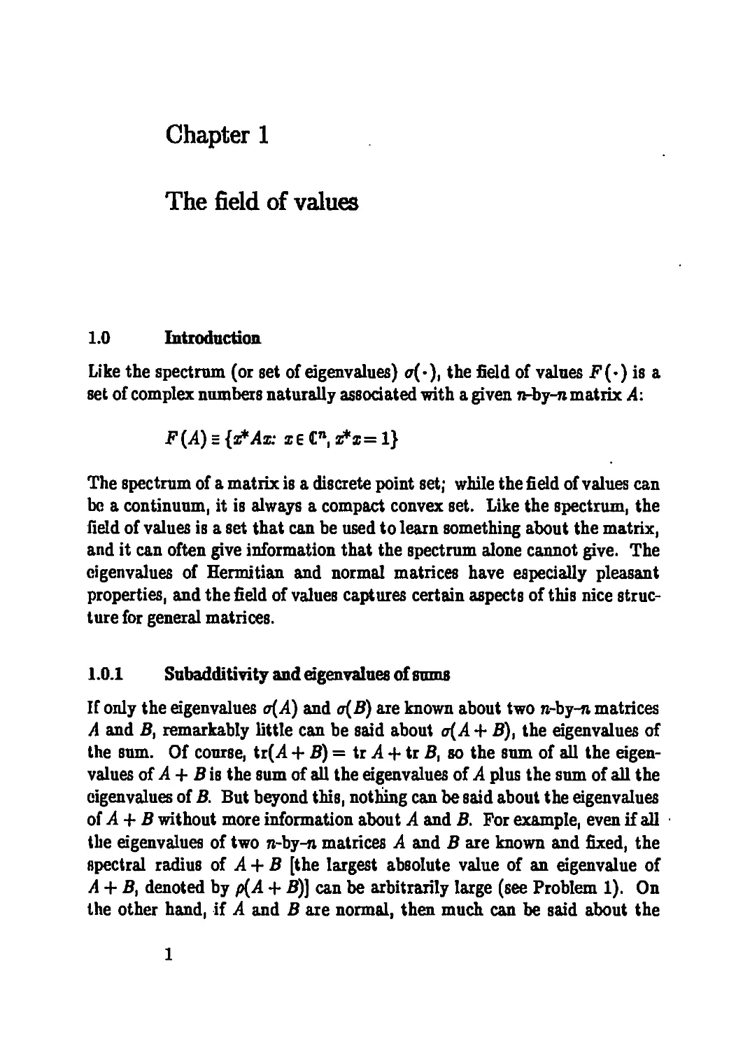 Chapter 1 The field of values
