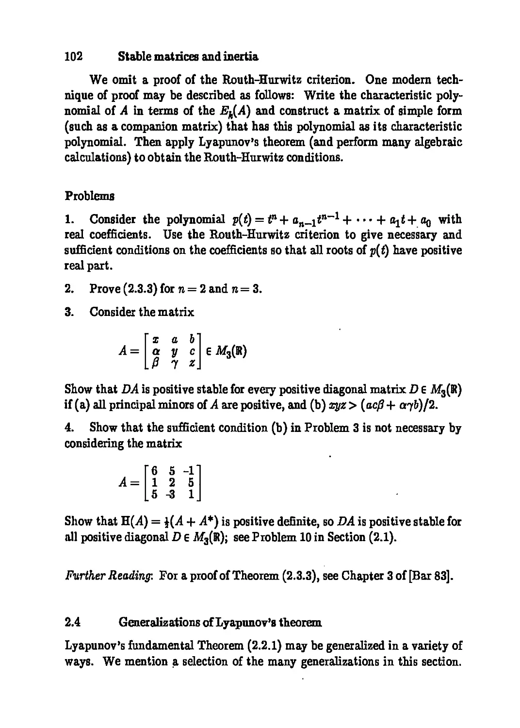 2.4 Generalizations of Lyapunov's theorem