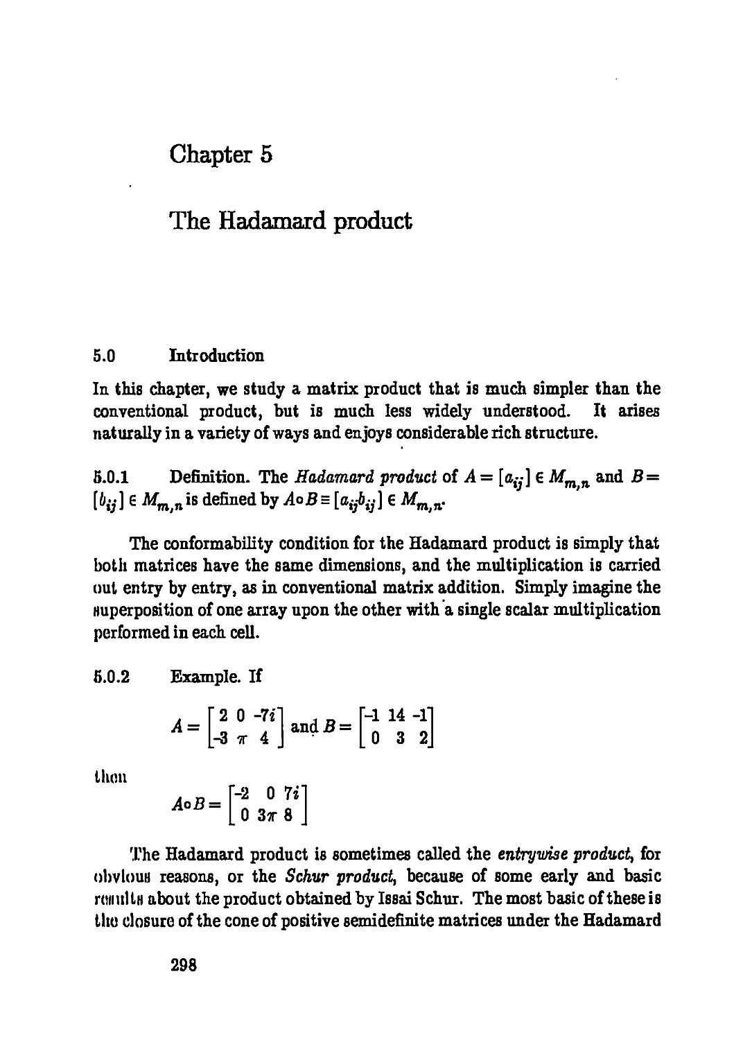 Chapter 5 The Hadamard product