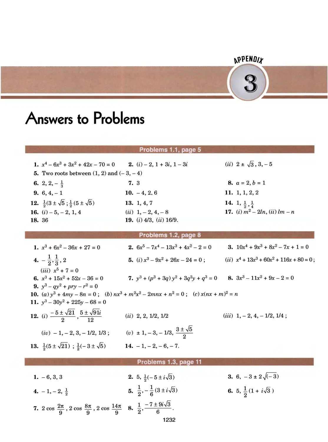 Appendix 3: Answers to Problems 1232