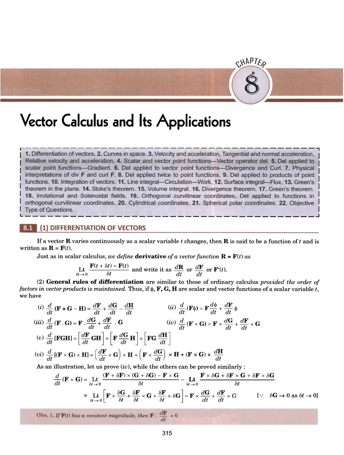 8.Vector Calculus & Its Applications 315