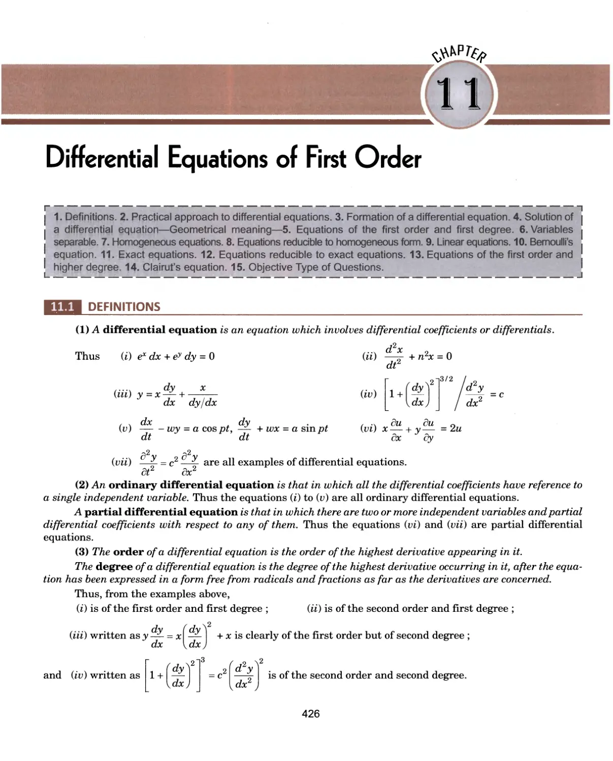 Unit IV : DIFFERENTIAL EQUATIONS