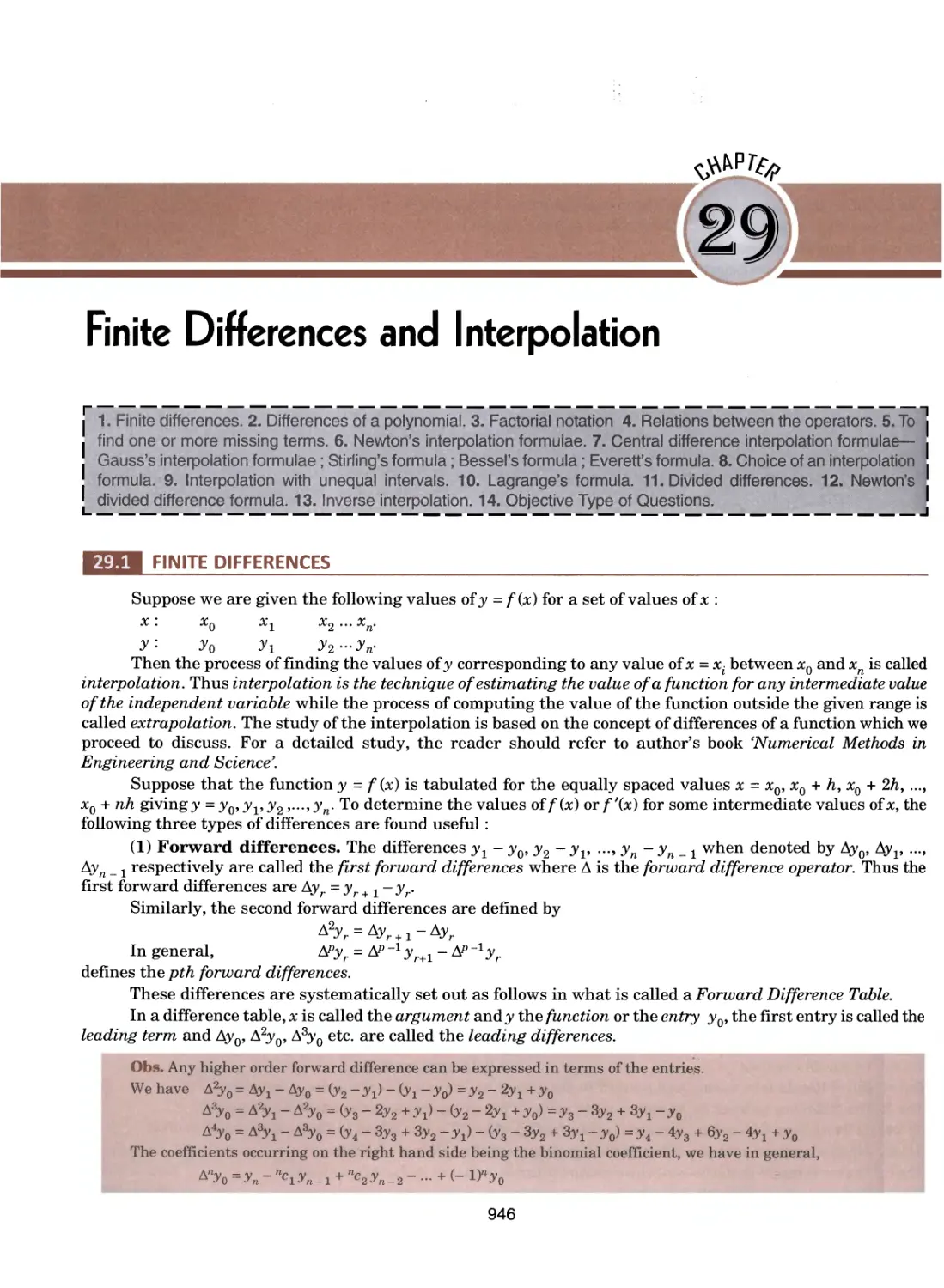 29.Finite Differences and Interpolation 946
