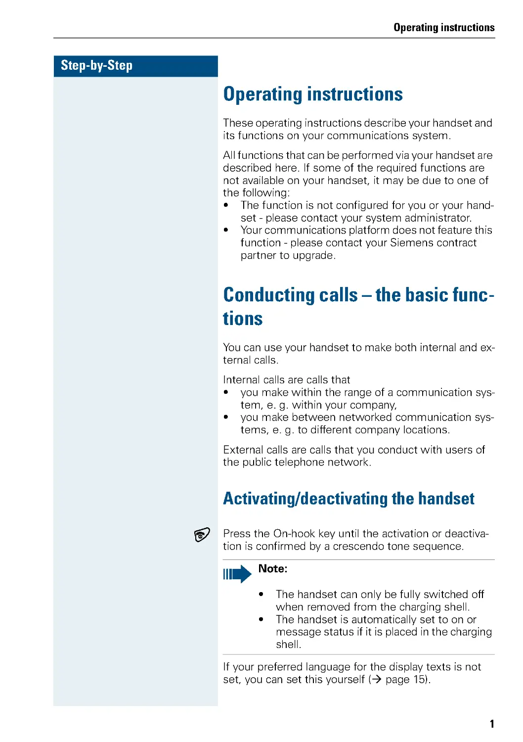 Operating instructions
Conducting calls – the basic functions