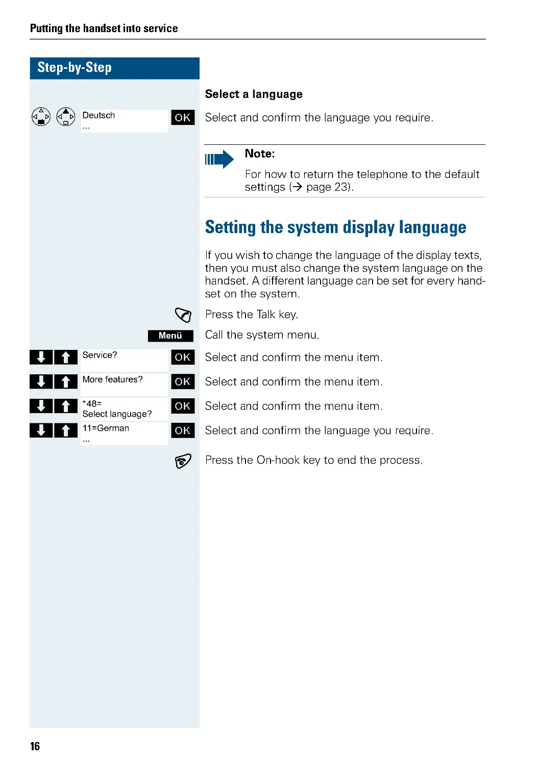 Setting the system display language