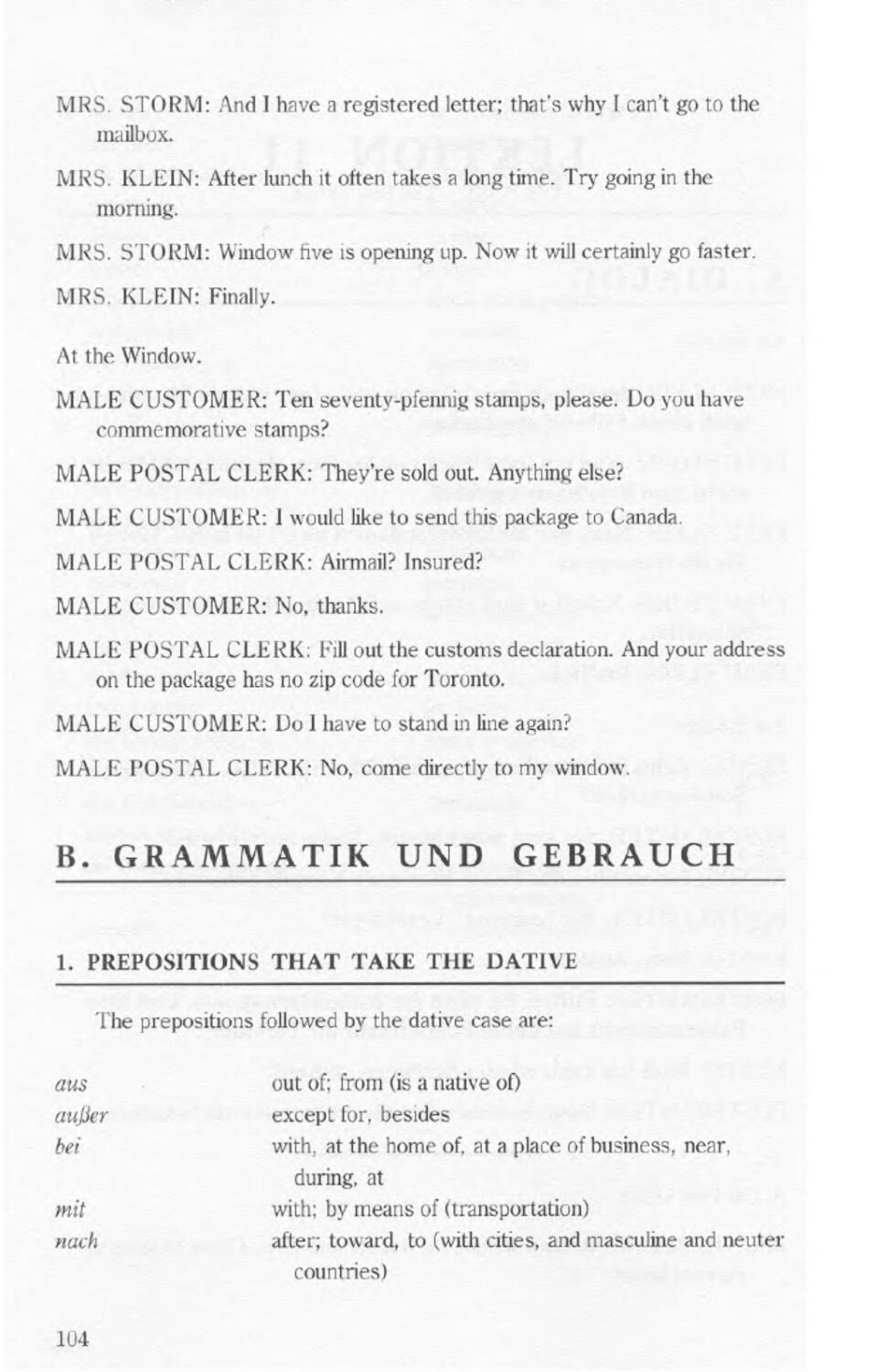 B. Grammatik U. Gebrauch