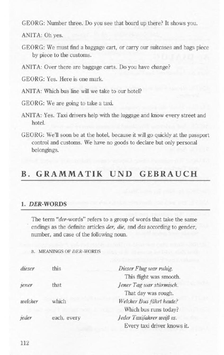 B. Grammatik U. Gebrauch