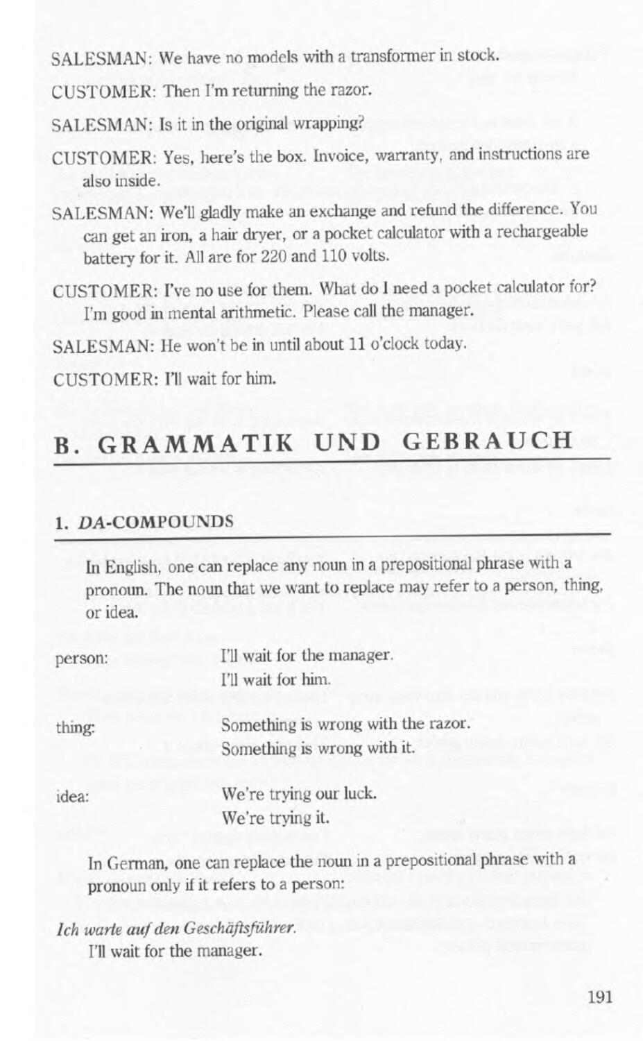 B. Grammatik U. Gebrauch