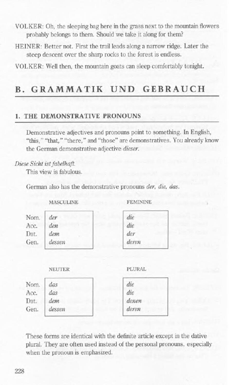 B. Grammatik U. Gebrauch