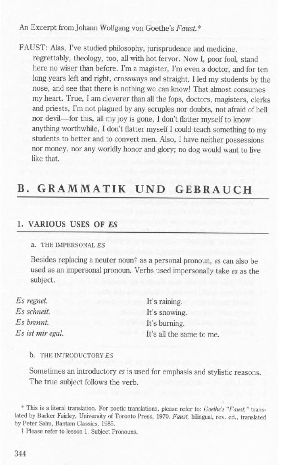 B. Grammatik U. Gebrauch