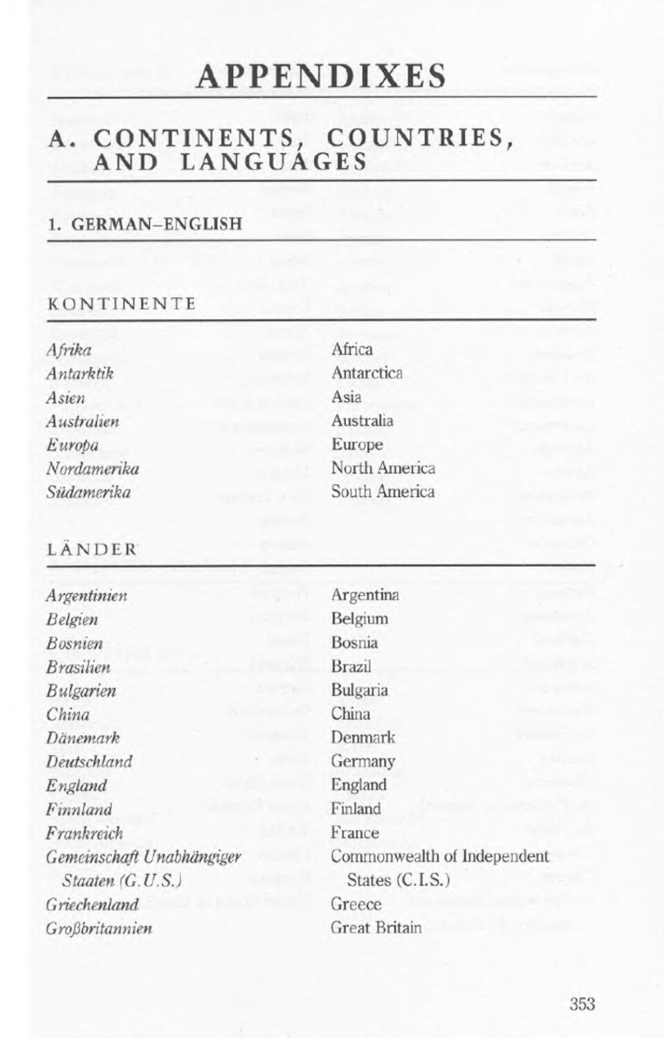 Appendix A- Continents, Countries & Languages[353 - 357]