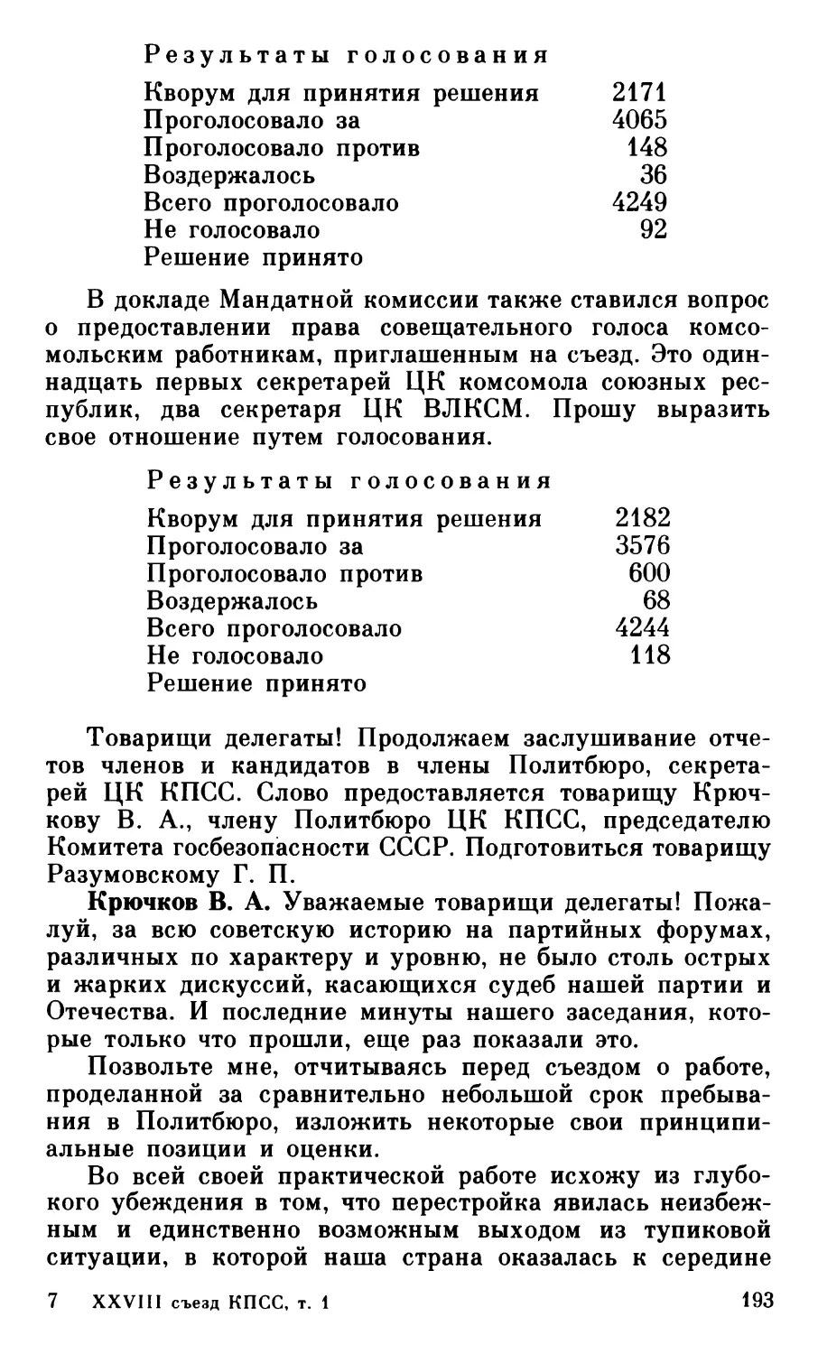 Отчеты членов и кандидатов в члены Политбюро, секретарей ЦК КПСС