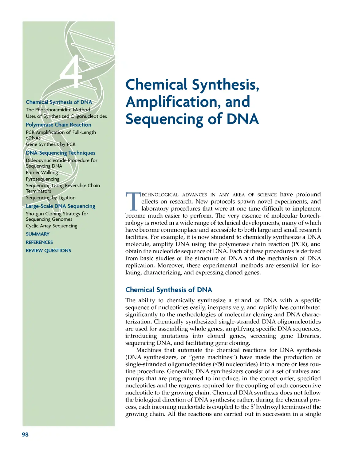 Chapter 4 Chemical Synthesis, Amplification, and Sequencing of DNA
