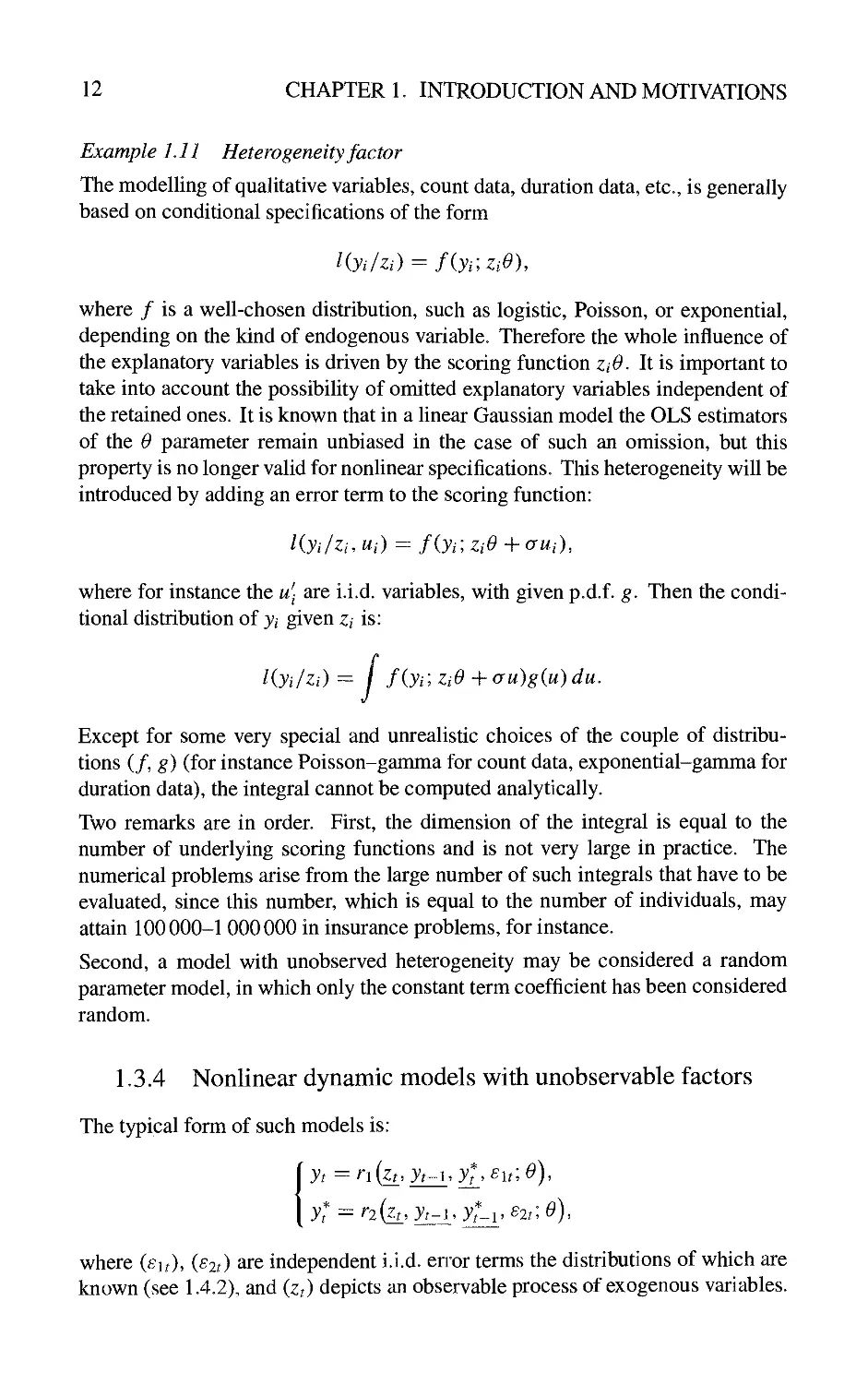 1.3.4 Nonlinear dynamic models with unobservable factors