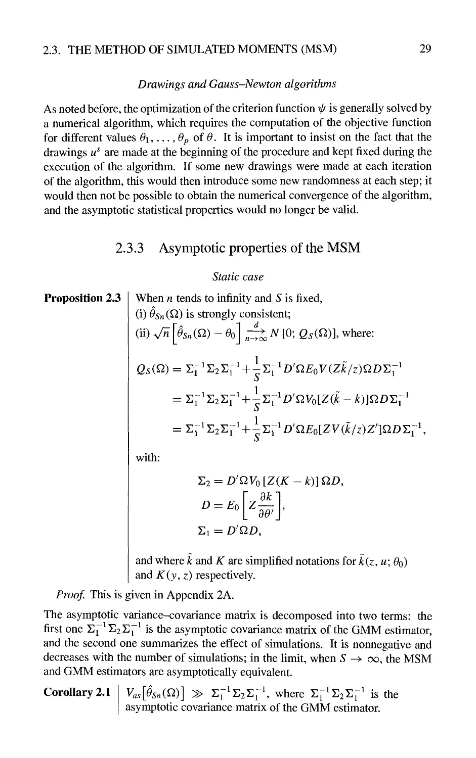 2.3.3 Asymptotic properties of the MSM