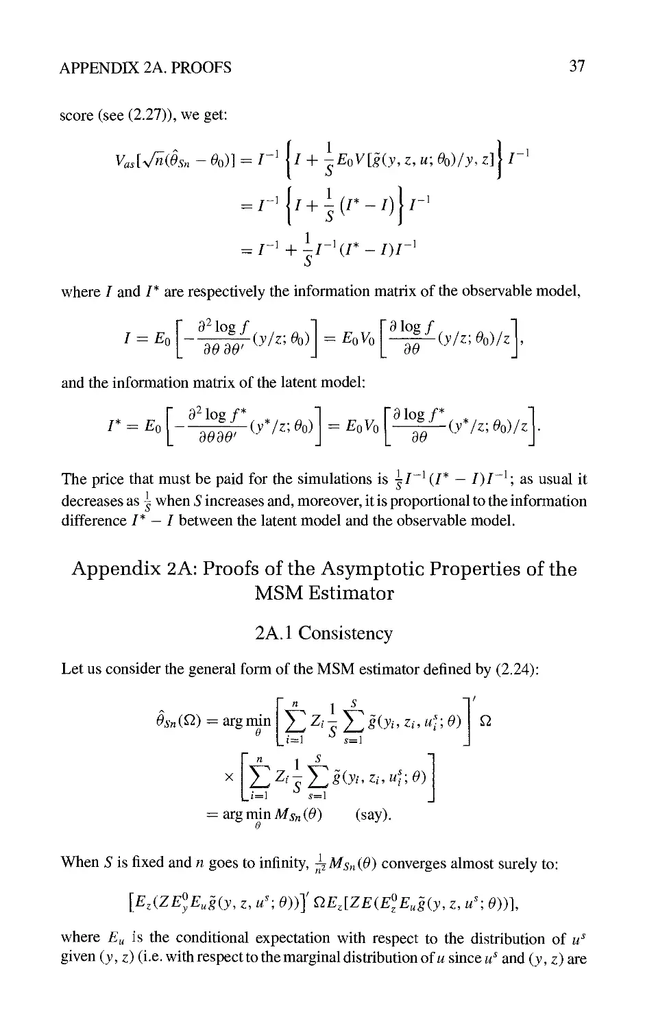 Appendix 2A: Proofs of the Asymptotic Properties of the MSM Estimator