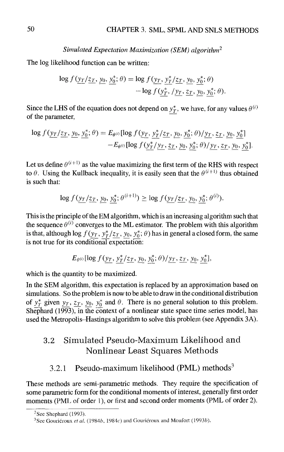 3.2 Simulated Pseudo-Maximum Likelihood and Nonlinear Least Squares Methods
