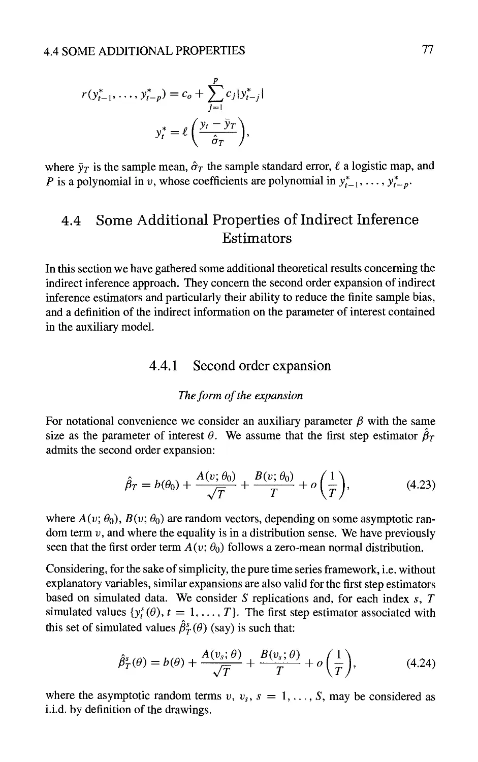 4.4 Some Additional Properties of Indirect Inference Estimators