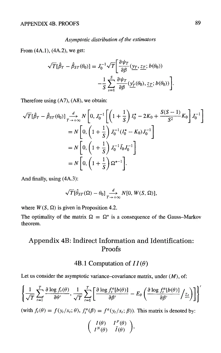 Appendix 4B: Indirect Information and Identification: Proofs