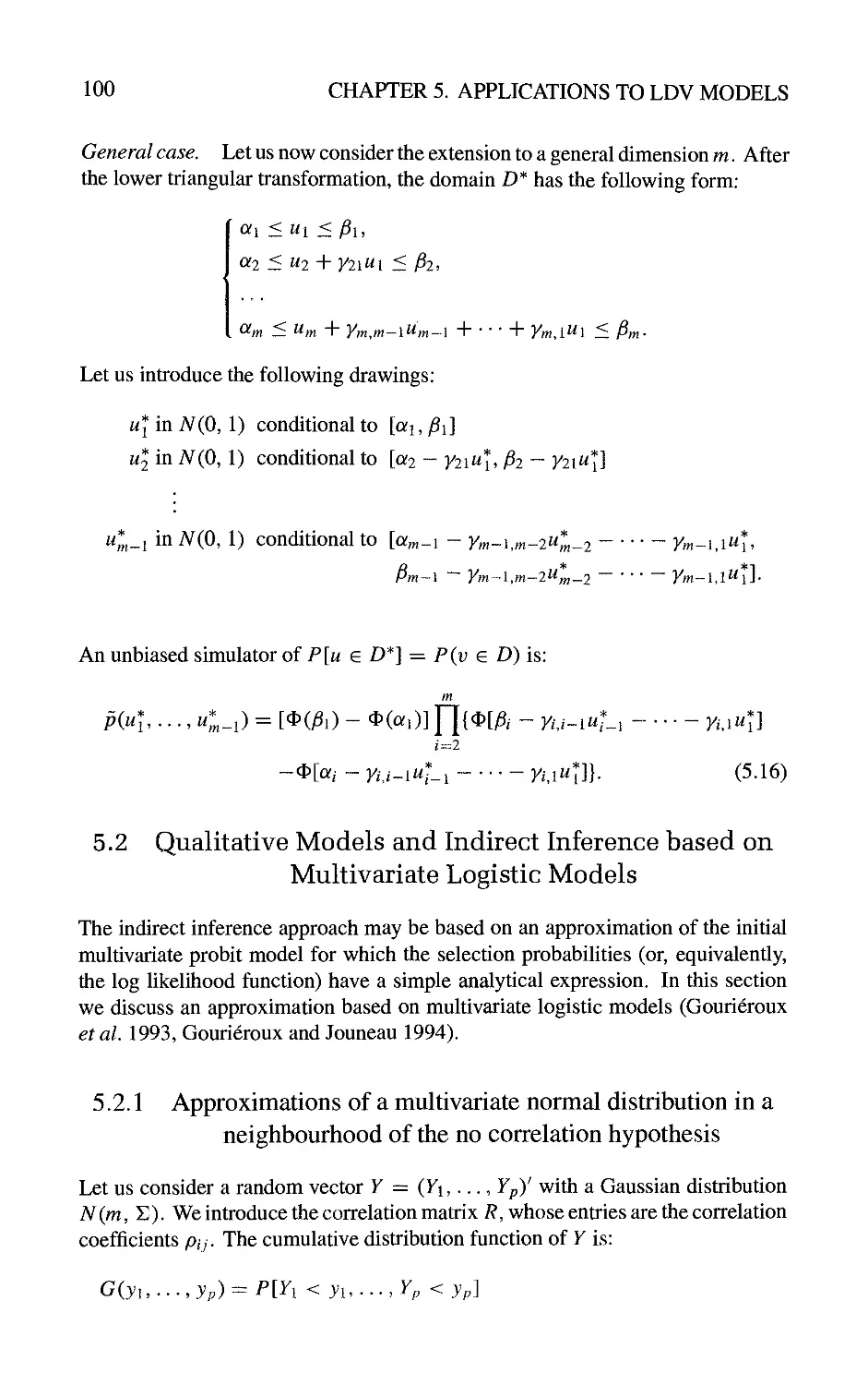 5.2 Qualitative Models and Indirect Inference based on Multivariate Logistic Models