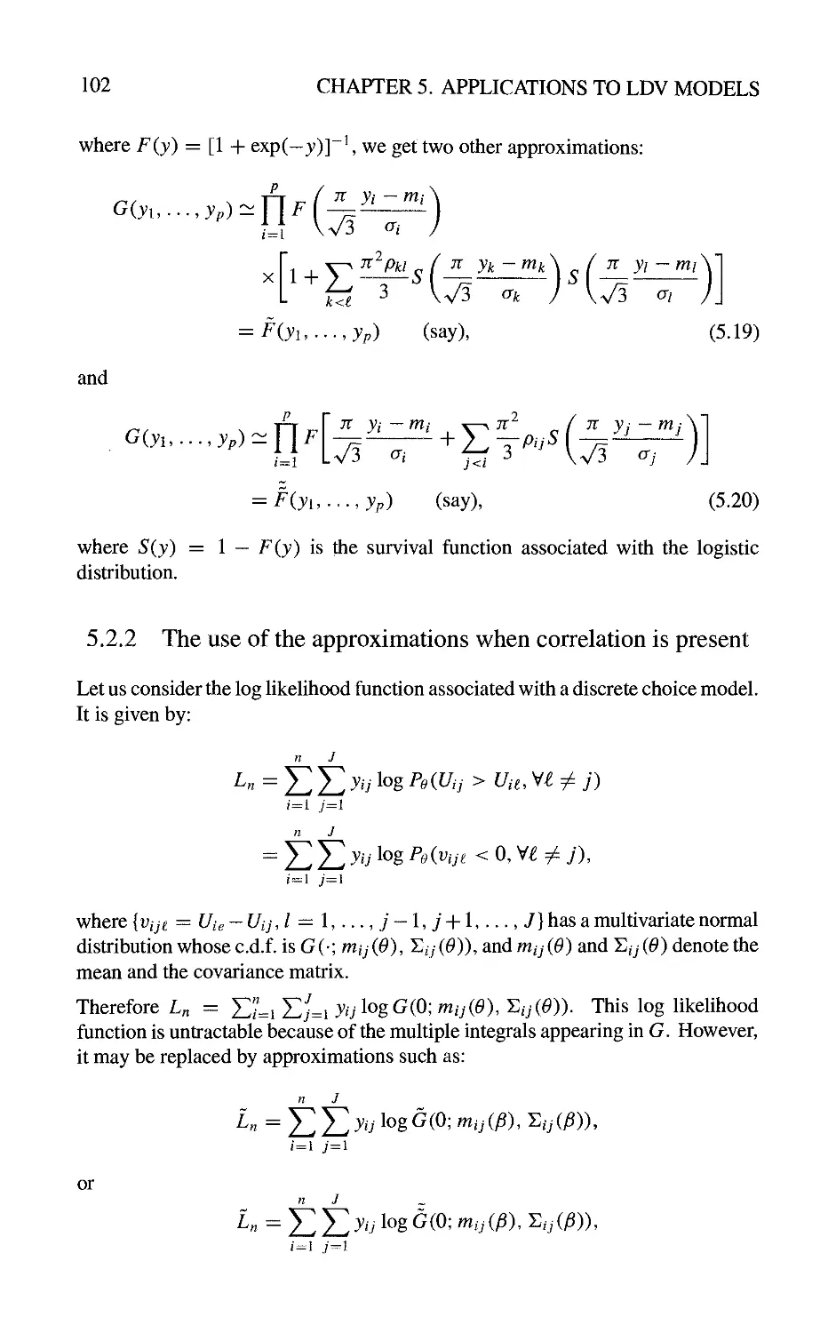 5.2.2 The use of the approximations when correlation is present