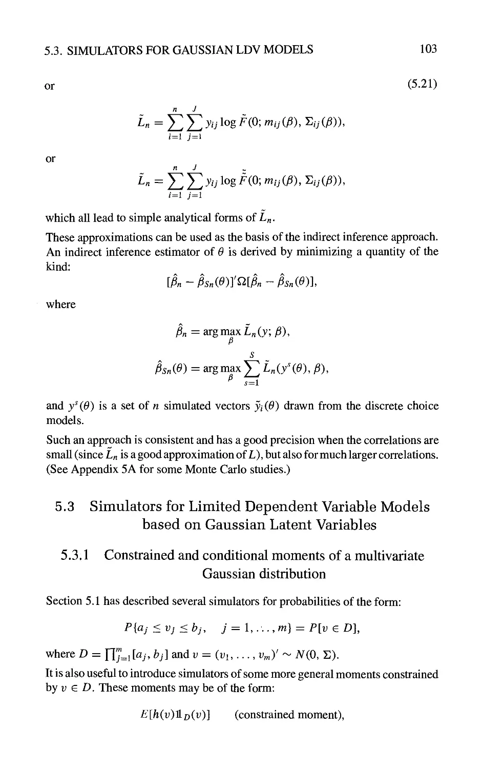 5.3 Simulators for Limited Dependent Variable Models based on Gaussian Latent Variables