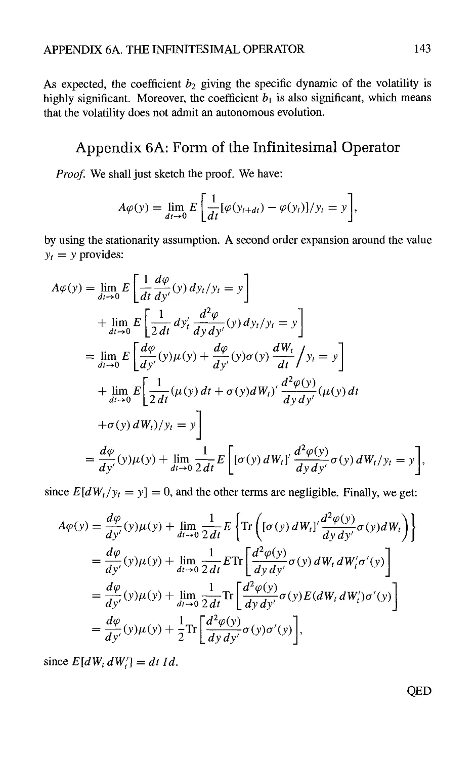 Appendix 6A: Form of the Infinitesimal Operator