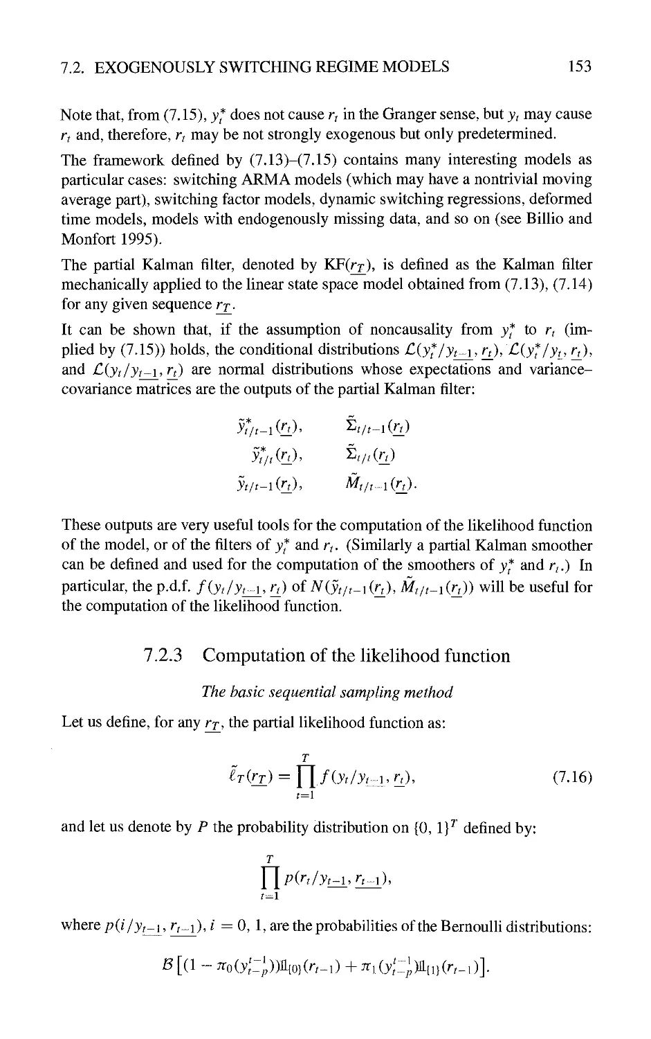 7.2.3 Computation of the likelihood function