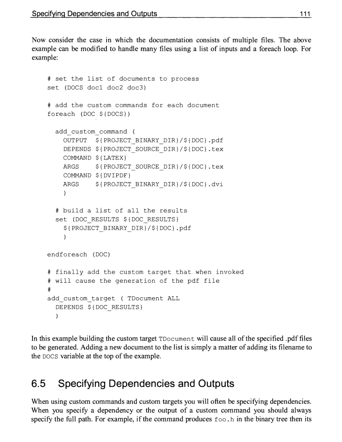 6.5 Specifying Dependencies and Outputs