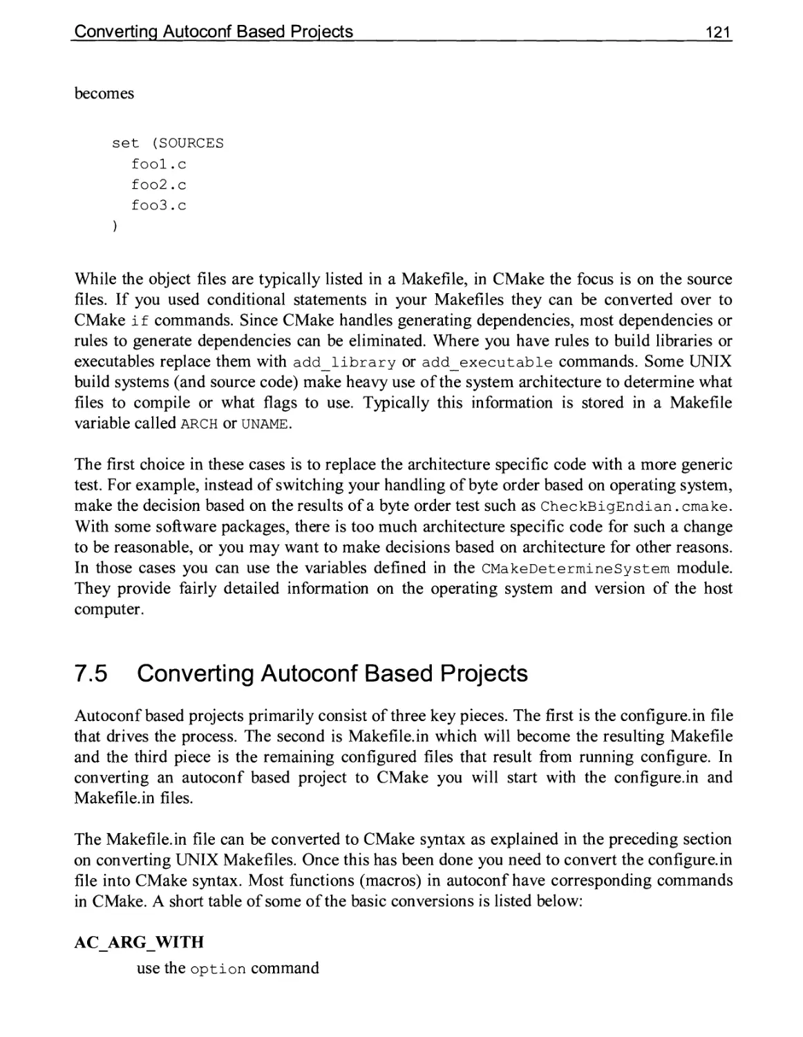 7.5 Converting Autoconf Based Projects