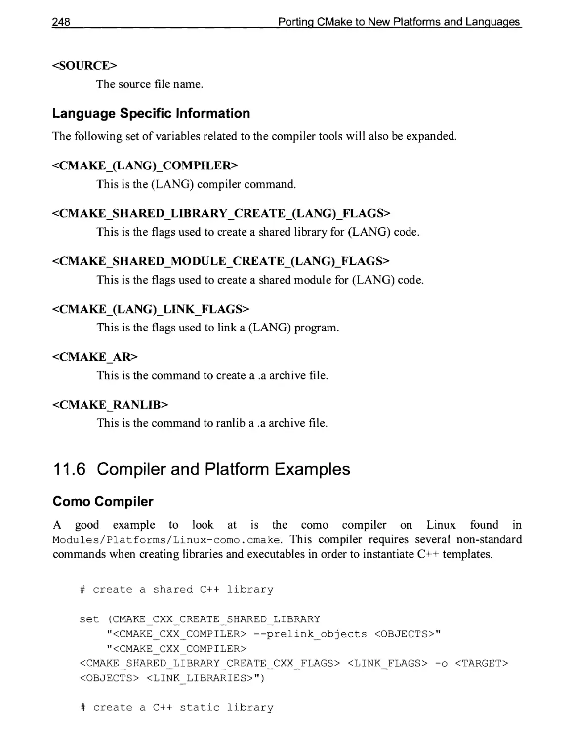 Language Specific Information
11.6 Compiler and Platform Examples