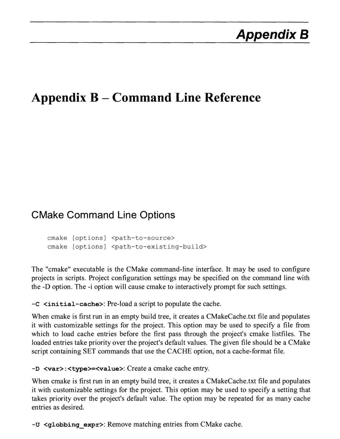 APPENDIX B - COMMAND LINE REFERENCE