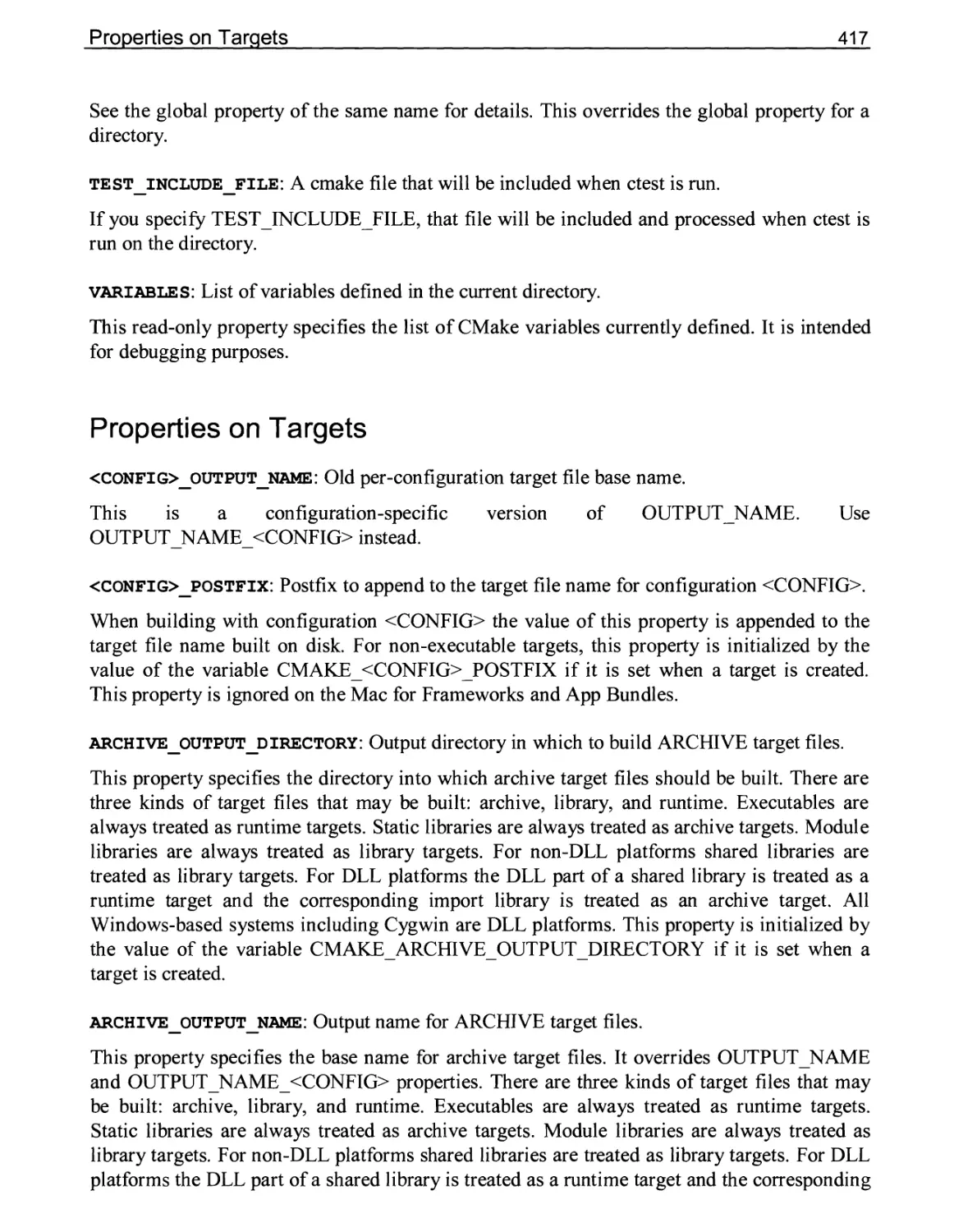 Properties on Targets