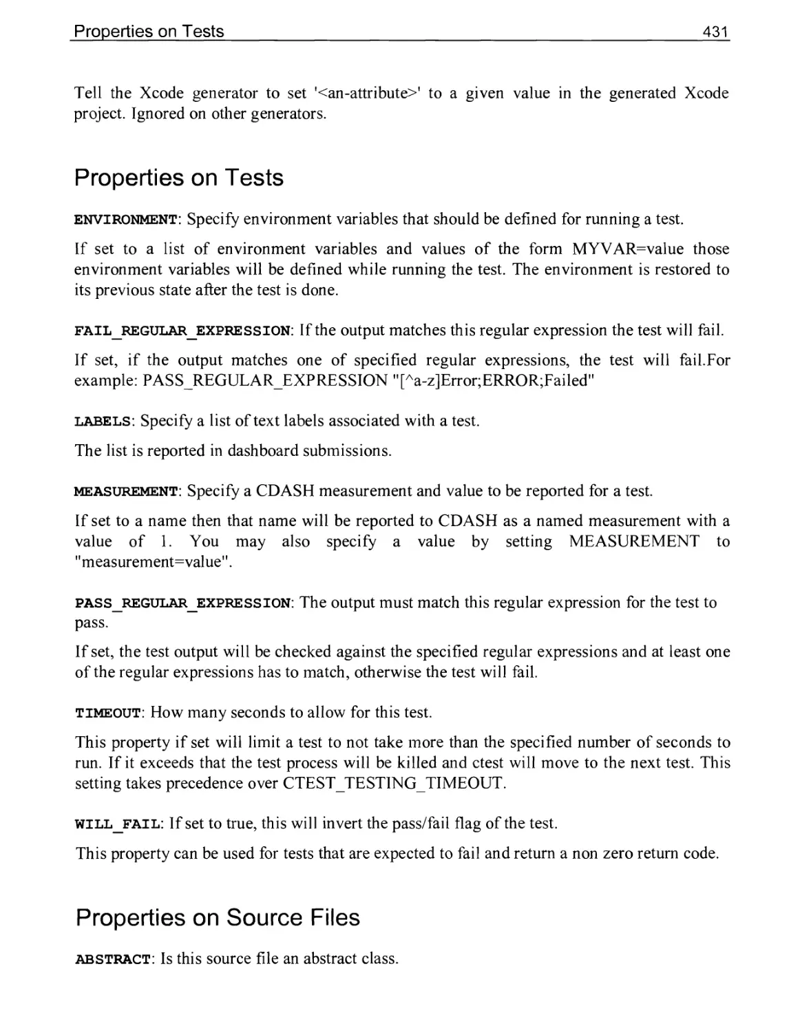 Properties on Tests
Properties on Source Files