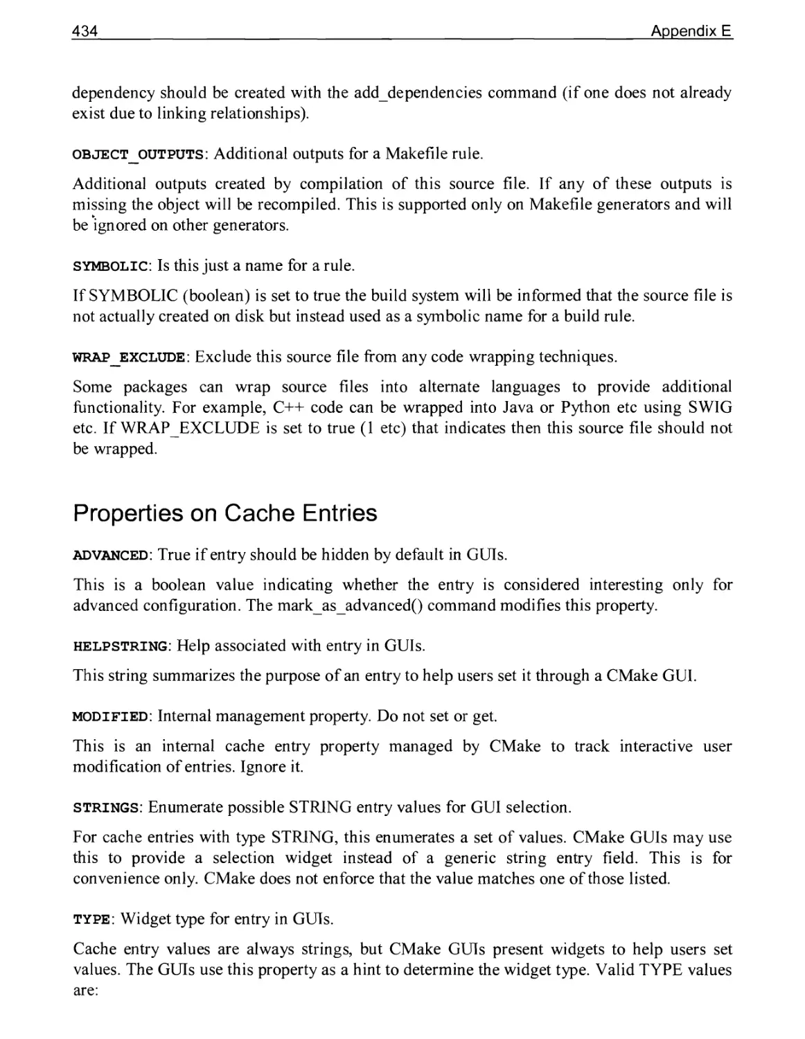 Properties on Cache Entries