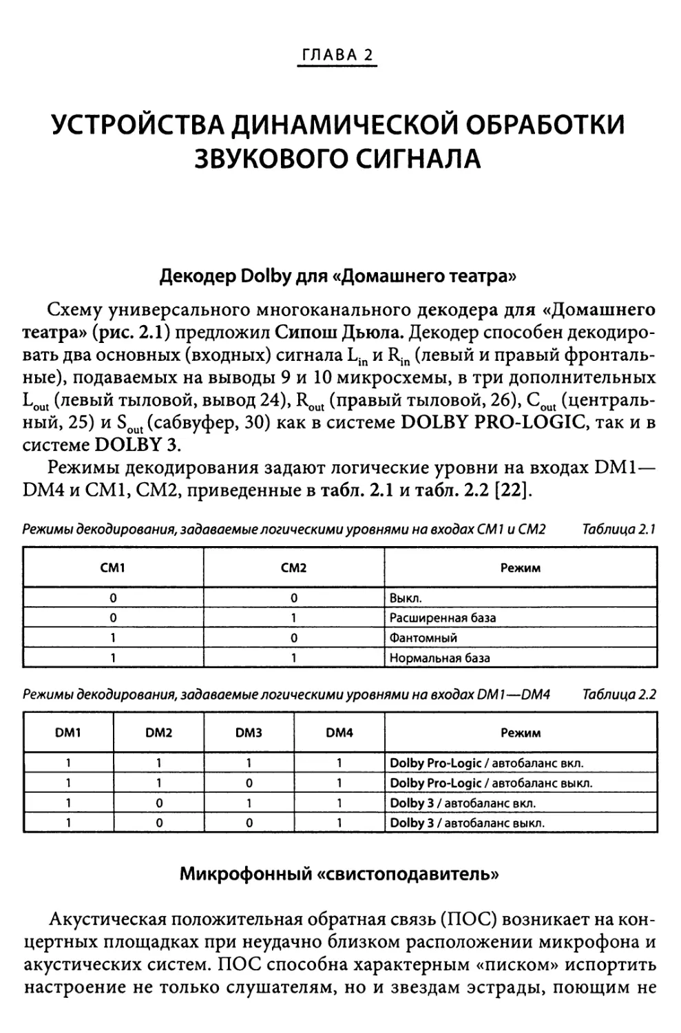 Глава 2. Устройства динамической обработки звукового сигнала
Микрофонный «свистоподавитель»