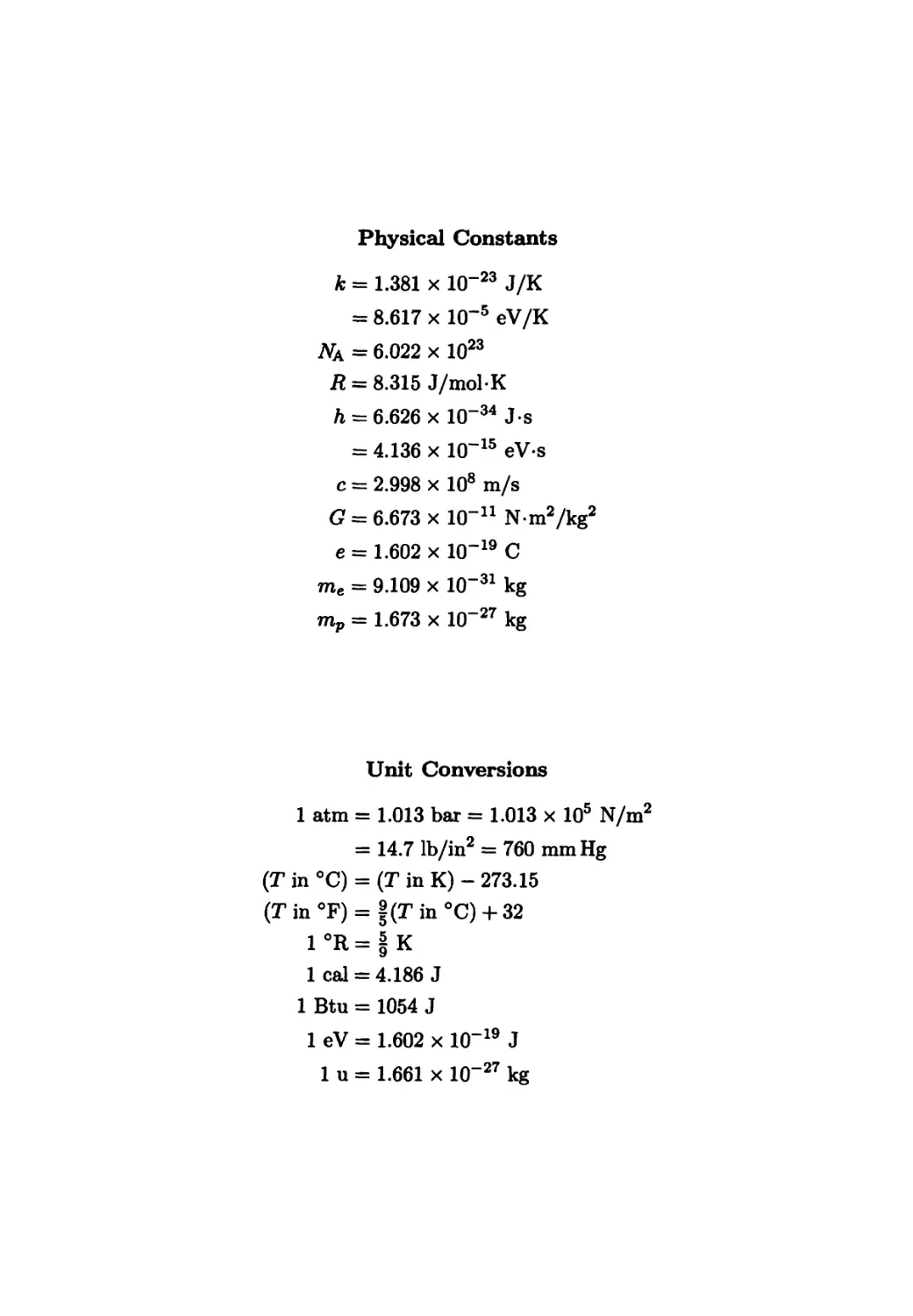 Physical Constants and Unit Conversions