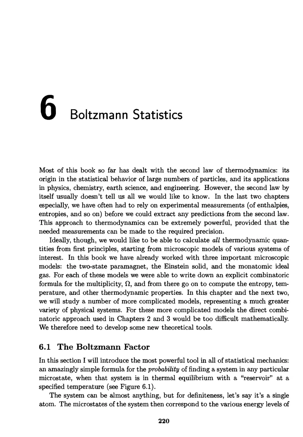 Part III: Statistical Mechanics
Chapter 6. Boltzmann Statistics