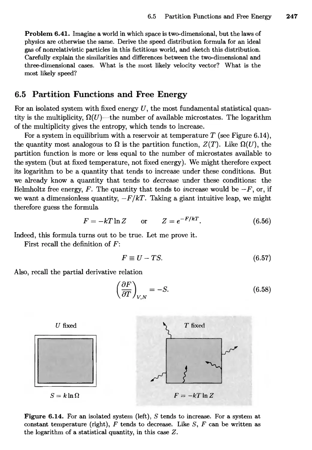6.5 Partition Functions and Free Energy