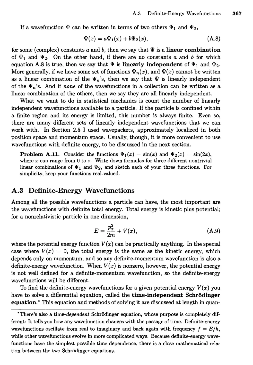 A.3 Definite-Energy Wavefunctions