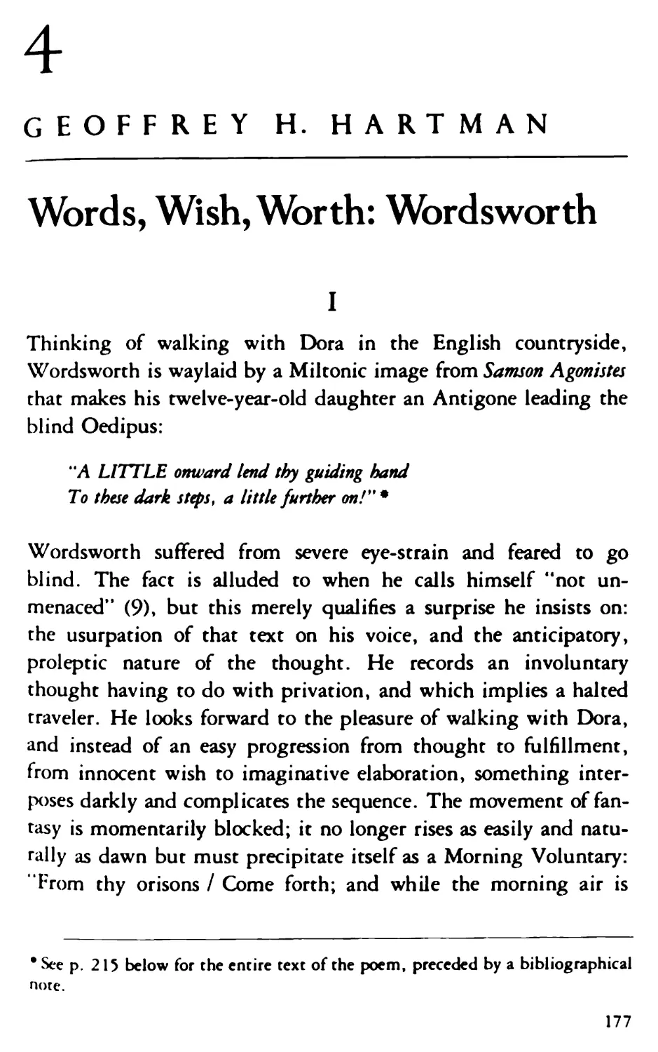4. Words, Wish, Worth: Wordsworth. Geoffrey H. Hartman