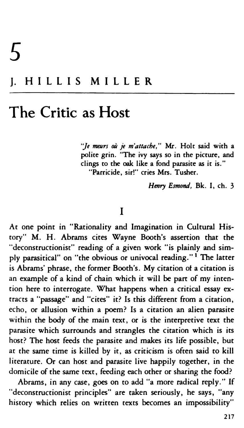 5. The Critic as Host. J. Hillis Miller