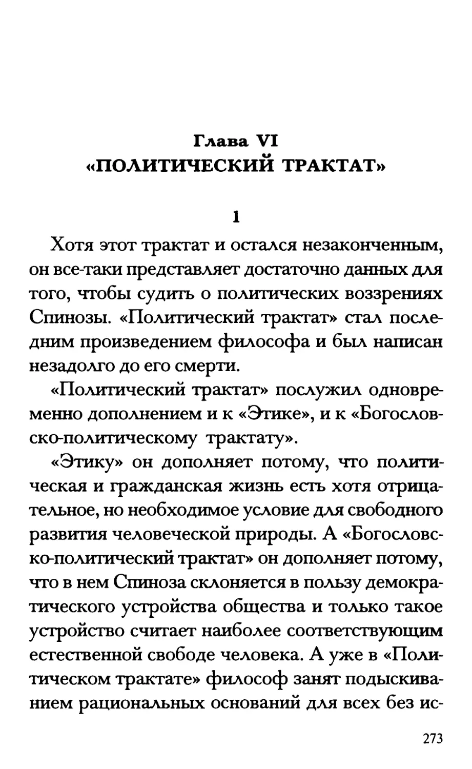 Глава VI. «Политический трактат»