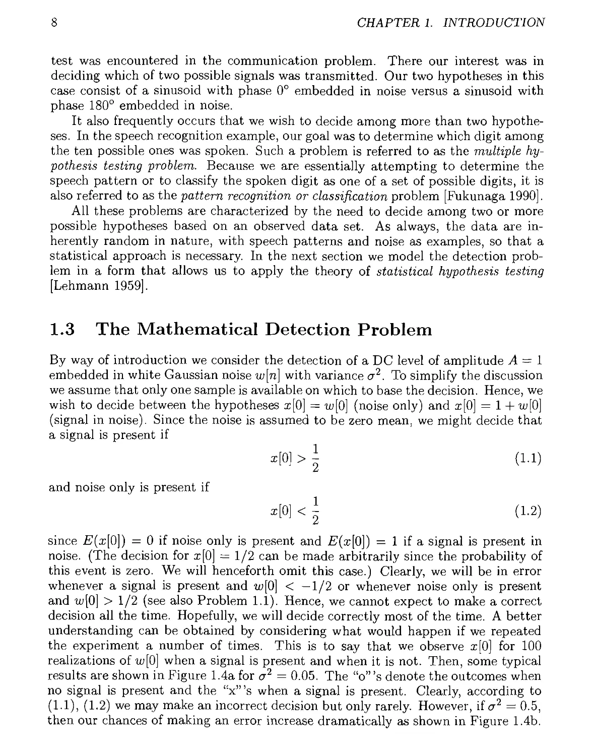 1.3 The Mathematical Detection Problem