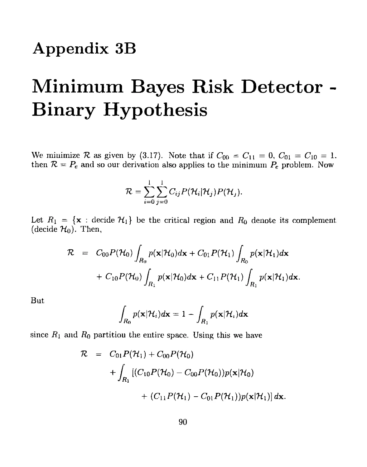 Appendix 3B Minimum Bayes Risk Detector - Binary Hypothesis