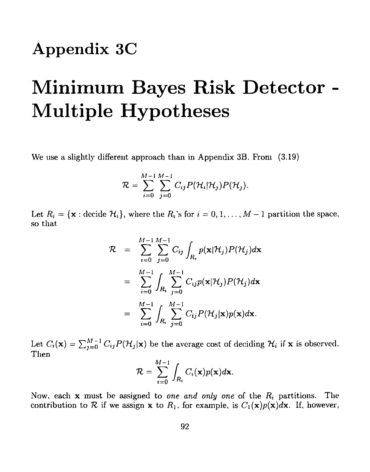Appendix 3C Minimum Bayes Risk Detector - Multiple Hypothesis