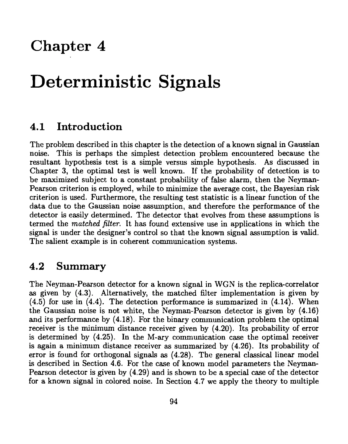 4 Deterministic Signals
4.2 Summary
